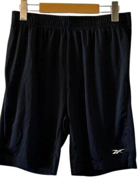 Reebok Men's Black Workout Shorts with White Logo
